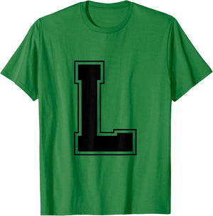 Letter L Big Bold Capital Varsity Alphabet Monogram T-Shirt - T-Shirt | Irish Green