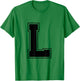 Letter L Big Bold Capital Varsity Alphabet Monogram T-Shirt - T-Shirt | Irish Green
