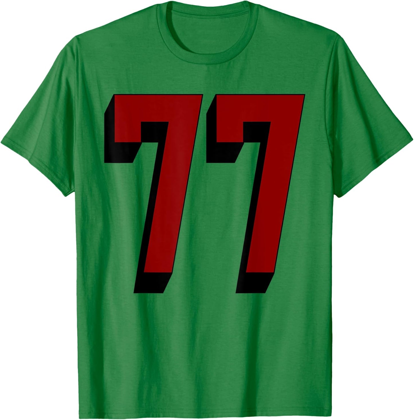 #77 Number 77 Varsity Fan Sports Team White Jersey T-Shirt - T-Shirt | Irish Green