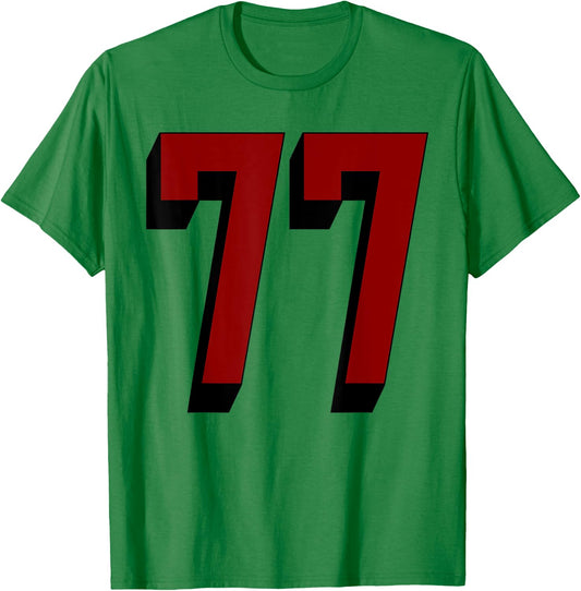 #77 Number 77 Varsity Fan Sports Team White Jersey T-Shirt - T-Shirt | Irish Green