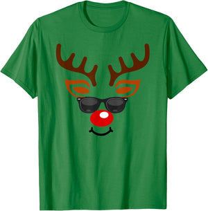 Rudolph Red Nose Reindeer Face Kids T-Shirt - T-Shirt | Irish Green