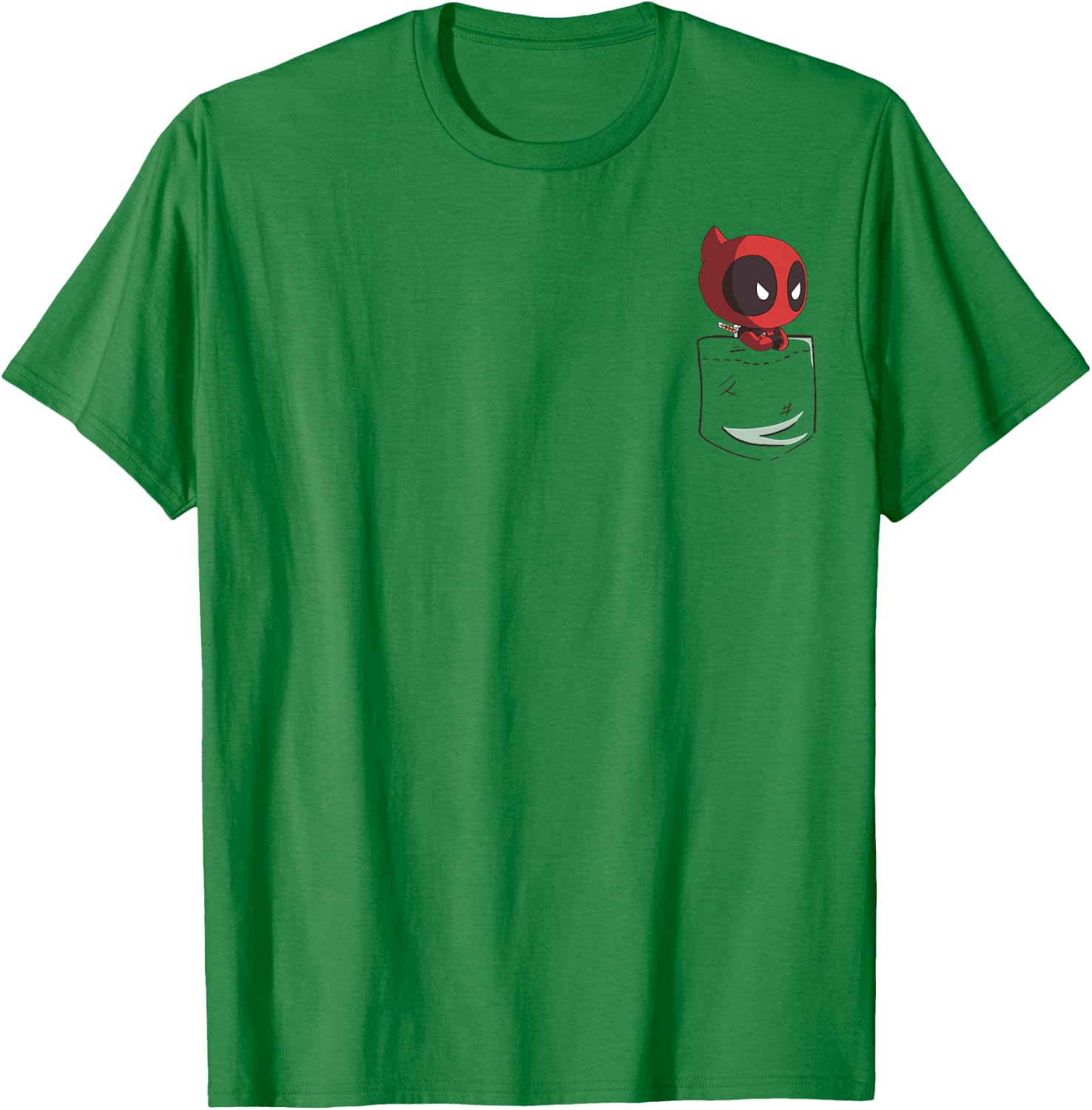 Marvel Deadpool Peekaboo Chibi Faux Pocket Graphic T-Shirt - T-Shirt | Irish Green