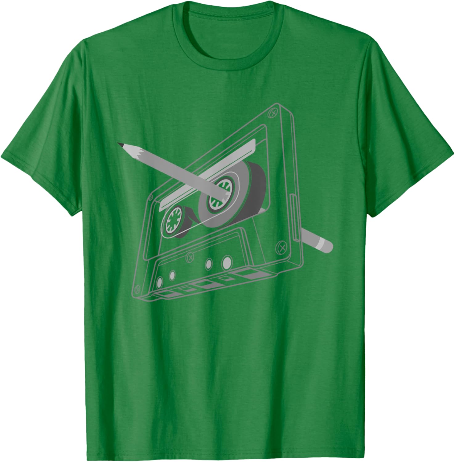 Vintage Rewind Funny 80s 90s Cassette Pencil Gift Men Women T-Shirt - T-Shirt | Irish Green