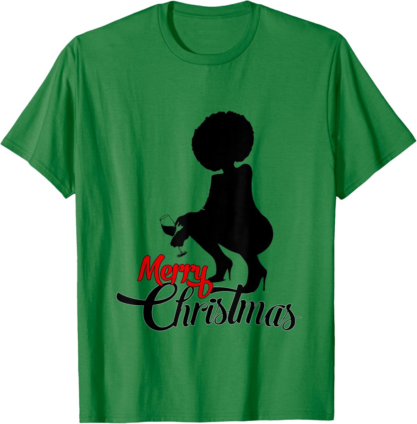 Black African American Christmas Black Women Wine Lovers T-Shirt - T-Shirt | Irish Green