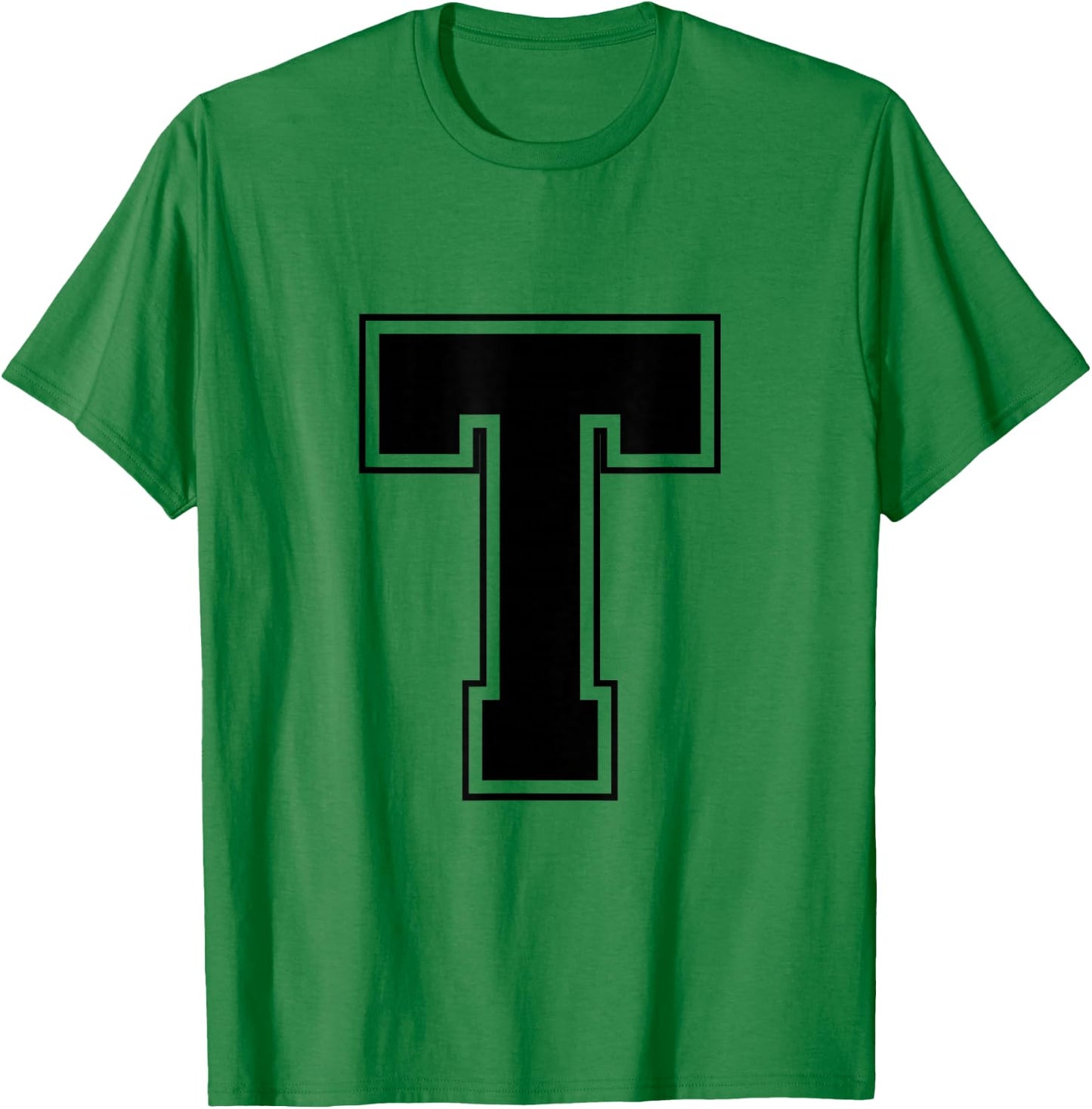 Letter T Big Bold Capital Varsity Alphabet Monogram T-Shirt - T-Shirt | Irish Green