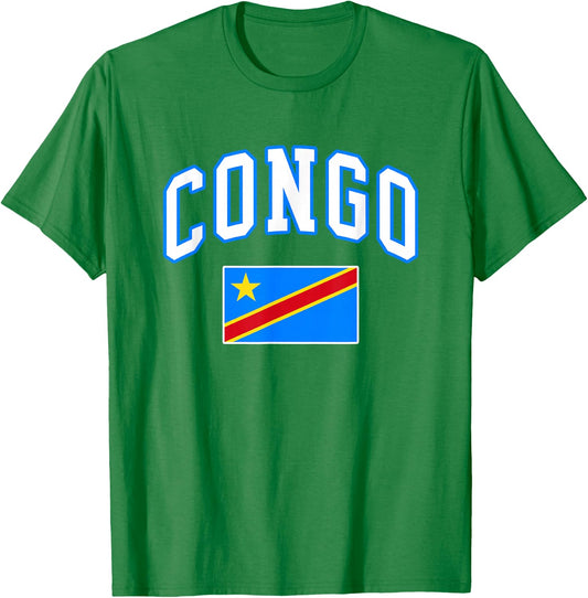 Congo Flag Congolese Retro Vintage Classic Graphic T-Shirt - T-Shirt | Irish Green