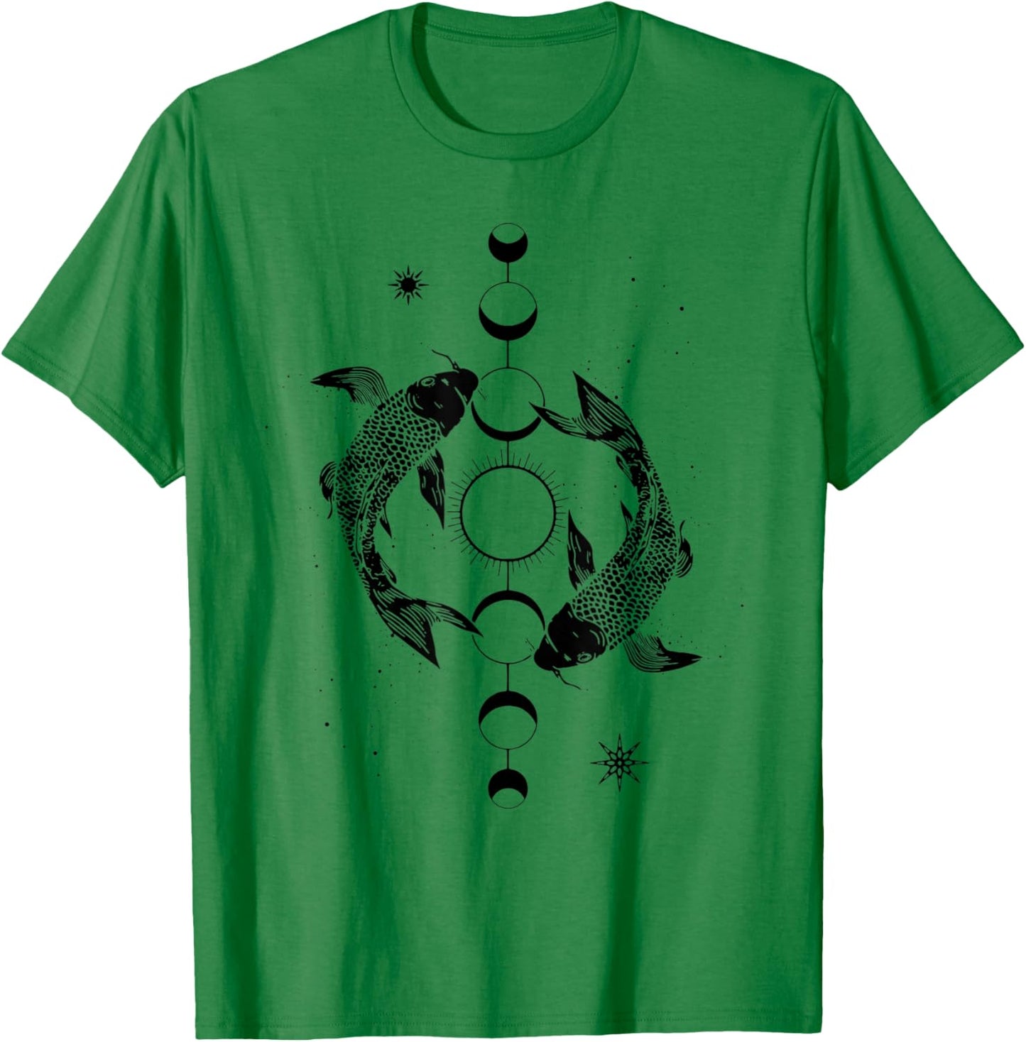 Koi Lovers Outfit Ying Yang Carp Sun Moon Phase Japan Style T-Shirt - T-Shirt | Irish Green