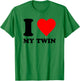 I Love My Twin, I Heart My Twin Twinning Besties Spirit Week T-Shirt - T-Shirt | Irish Green