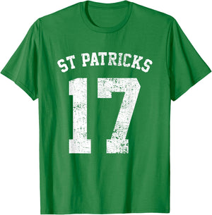 St Patricks Day March 17 Retro Distressed College Varsity T-Shirt - T-Shirt | Irish Green