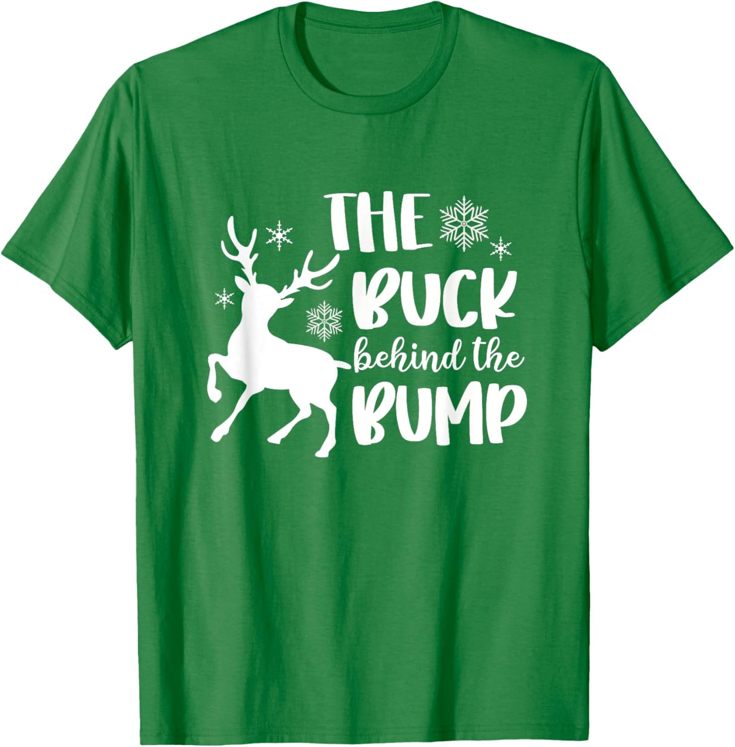 Buck Behind Bump Couple Christmas Pregnancy Announcement T-Shirt - T-Shirt | Irish Green
