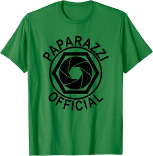Paparazzi Official Funny Black Retro Camera Lens T-Shirt - T-Shirt | Irish Green