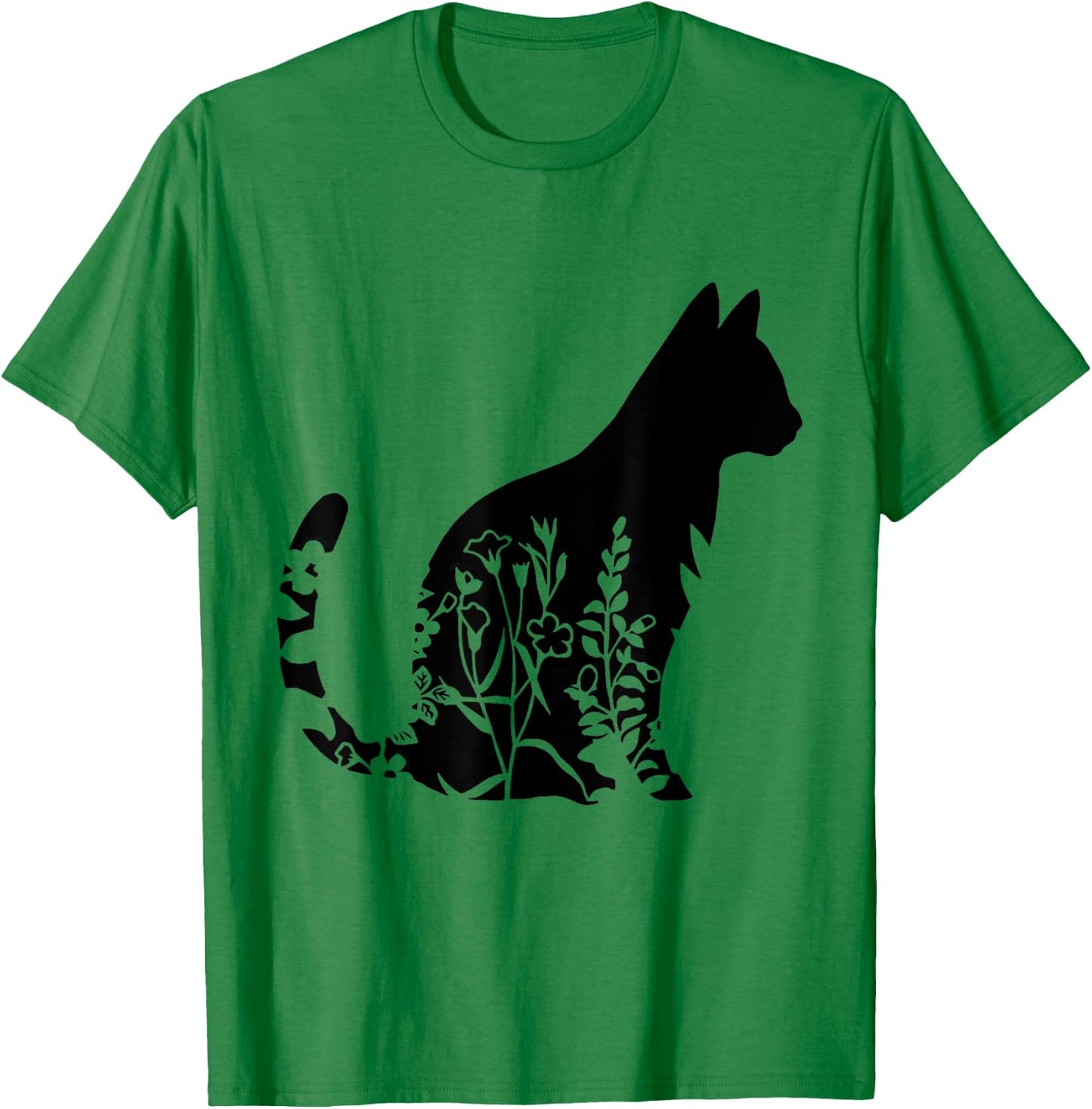 Cute Cat Shirt, Cat Shirt, Floral Cat Shirt, Cat Lover Women T-Shirt - T-Shirt | Irish Green