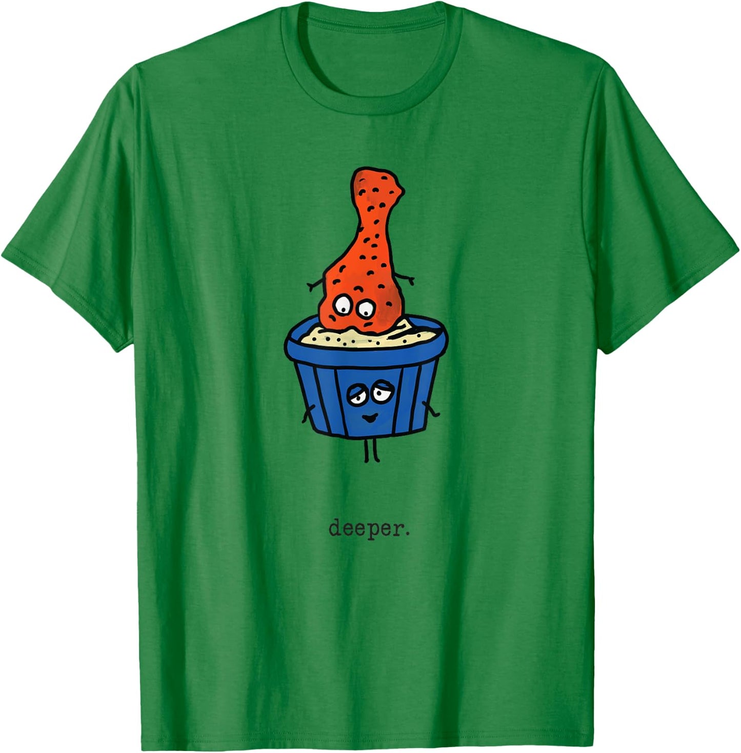 Deeper: Funny Chicken Wing & Blue Cheese Or Ranch Dip Comic T-Shirt - T-Shirt | Irish Green
