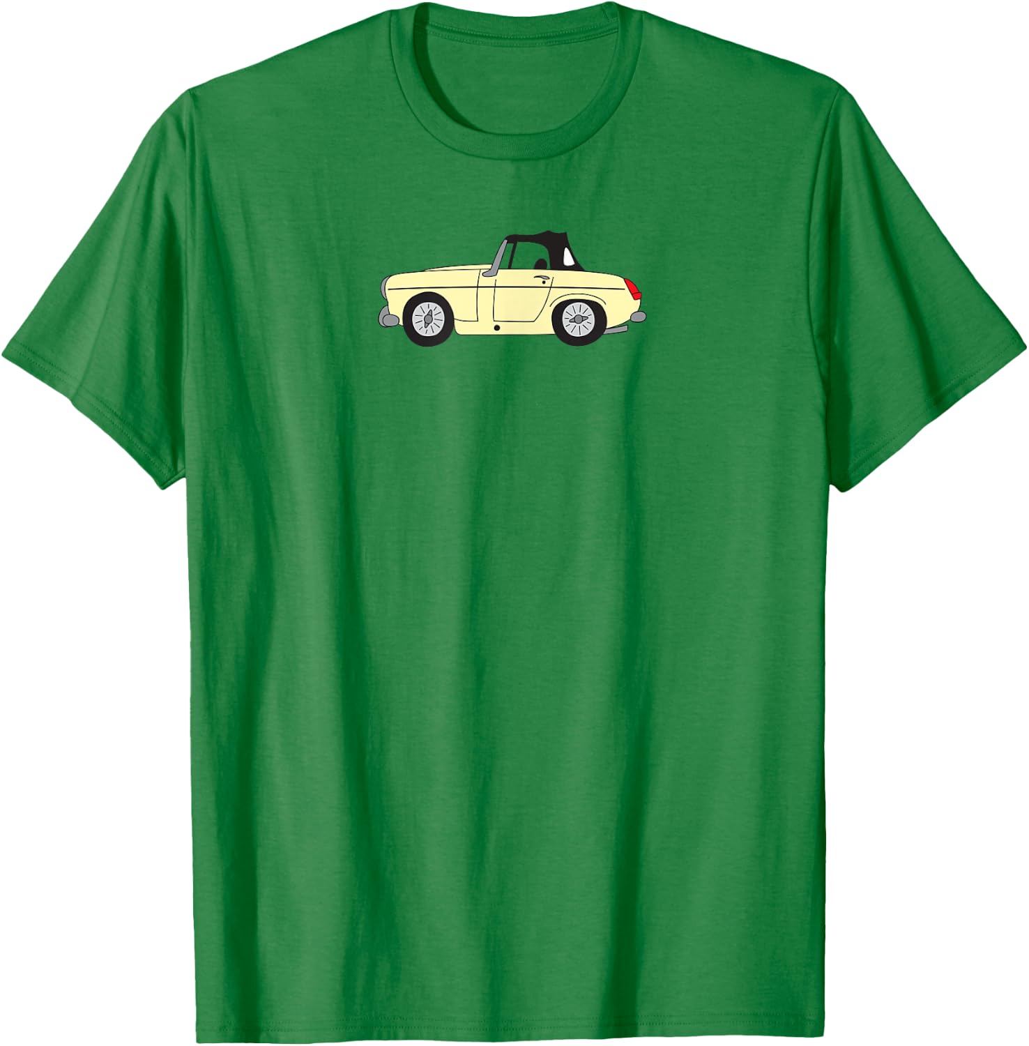 MG Midget Light Yellow Cream British Car Cartoon T-Shirt - T-Shirt | Irish Green