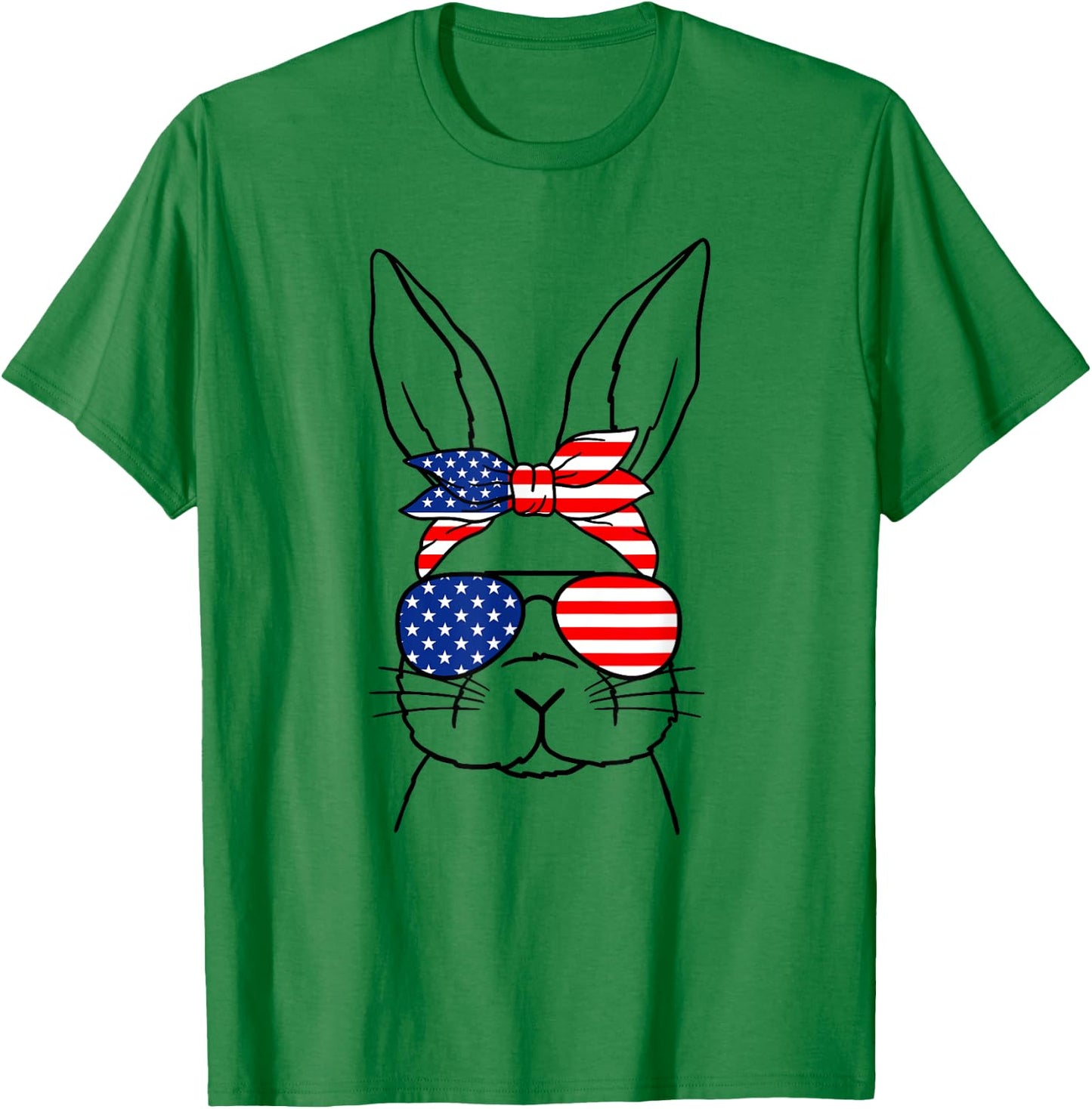Cute Bunny Face American Flag Glasses Easter Day T-Shirt - T-Shirt | Irish Green