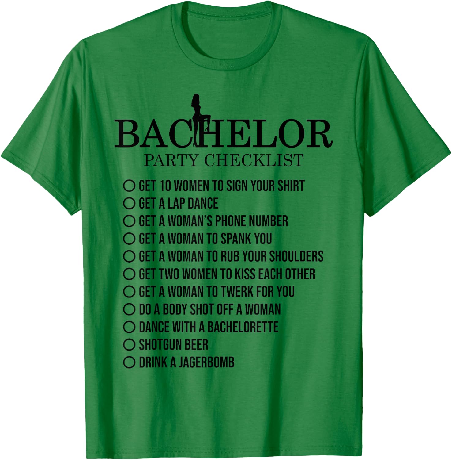 Groomsmen Groom Squat Men Bachelor Supplies Party Checklist T-Shirt - T-Shirt | Irish Green