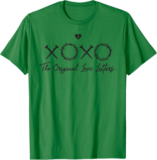 Faithful Flair Vintage XOXO Original Love Letter Christian T-Shirt - T-Shirt | Irish Green