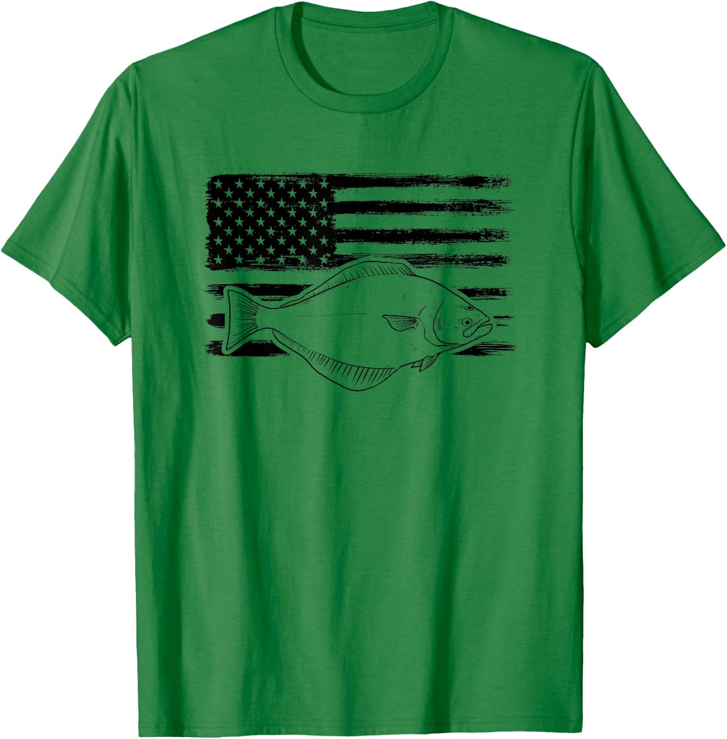 Grunge Halibut USA Distressed Plaice Sanddab Flounder T-Shirt - T-Shirt | Irish Green