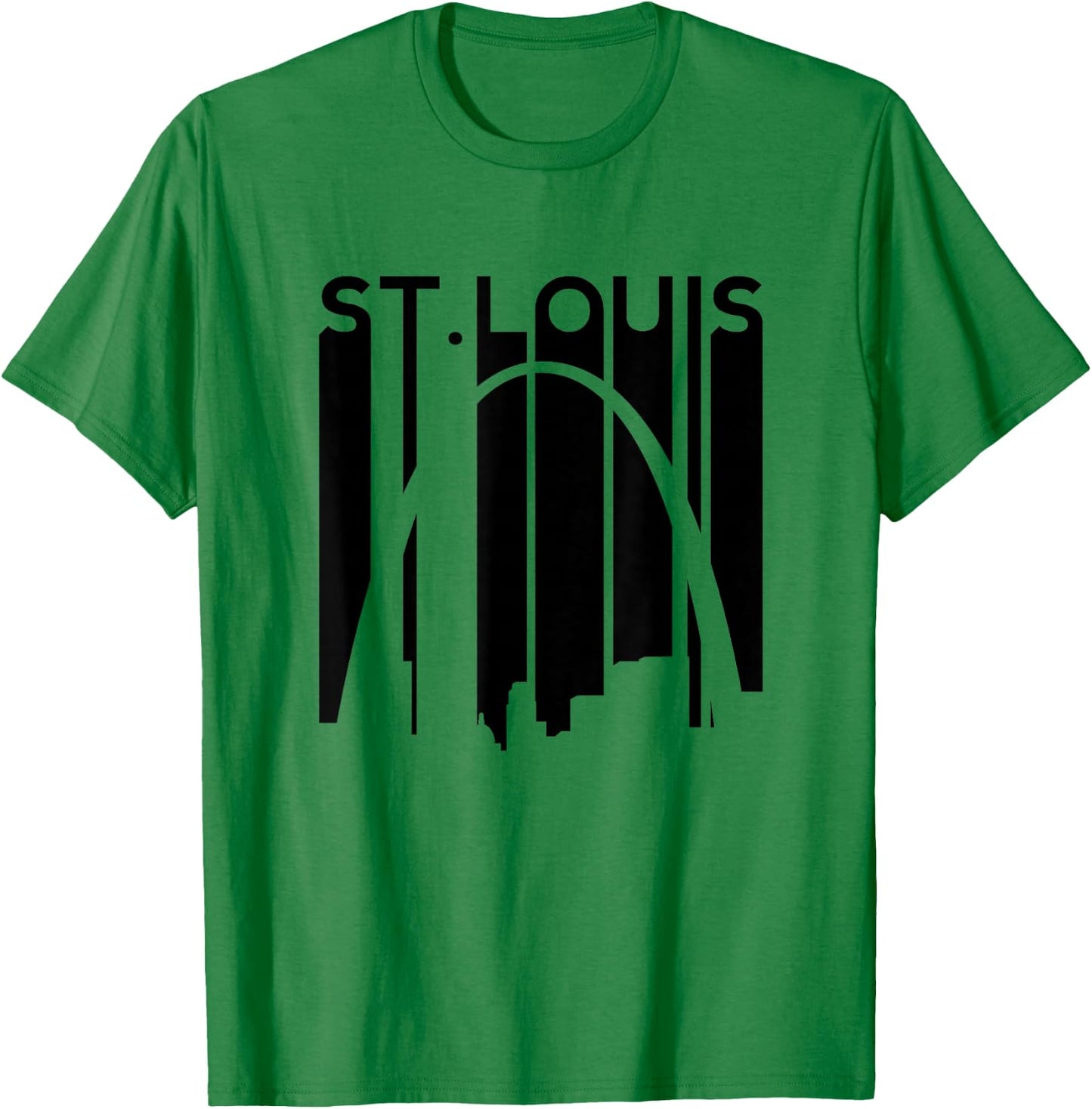 St Louis Missouri Gateway Arch Retro Mississippi River Lou T-Shirt - T-Shirt | Irish Green