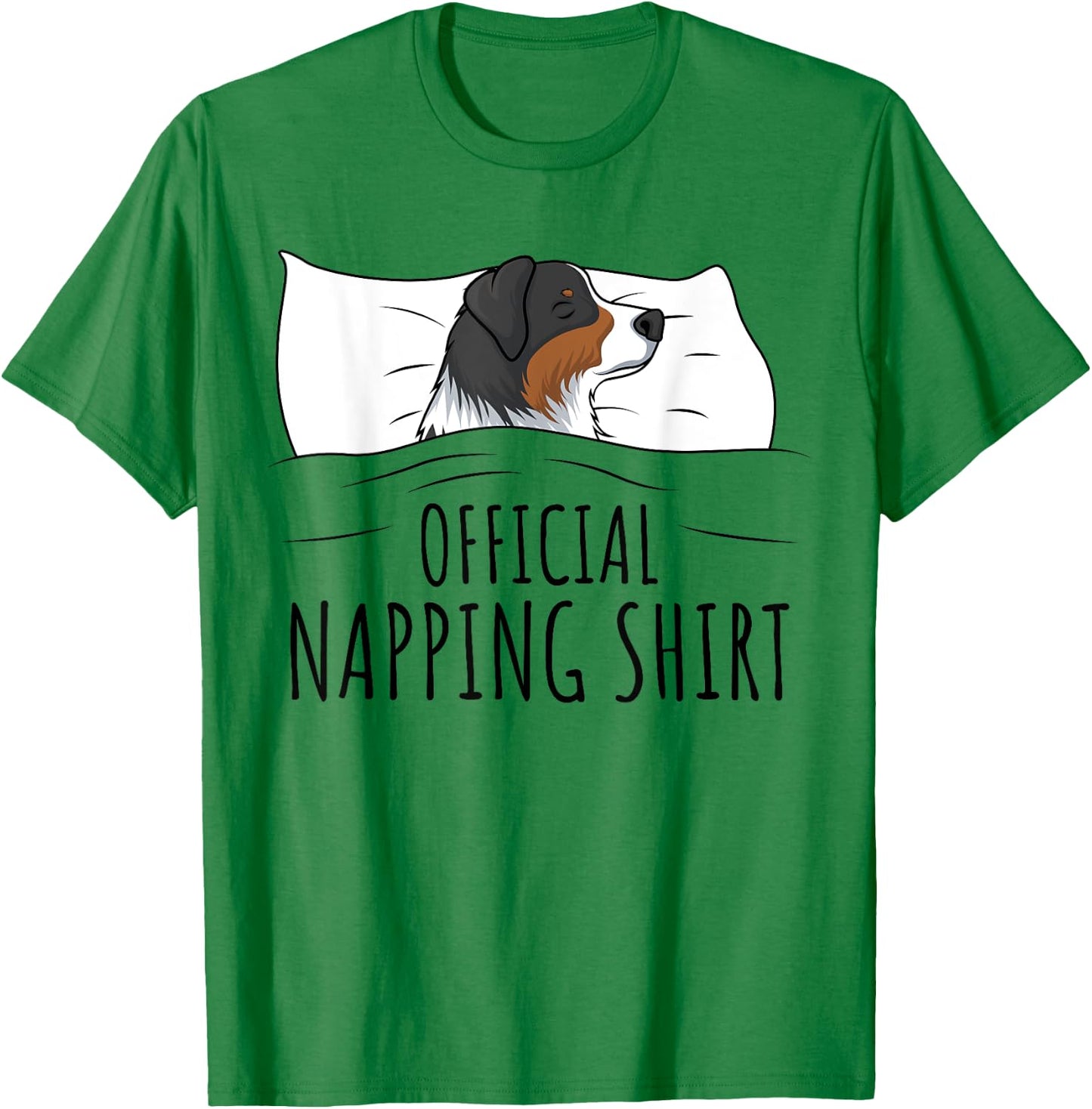 Australian Shepherd Apparel & Gift Ideas -Adults Blue Small Classic Fit Short Sleeve Sleeping Australian Shepherd Pyjamas Official Napping T-Shirt - T-Shirt | Irish Green