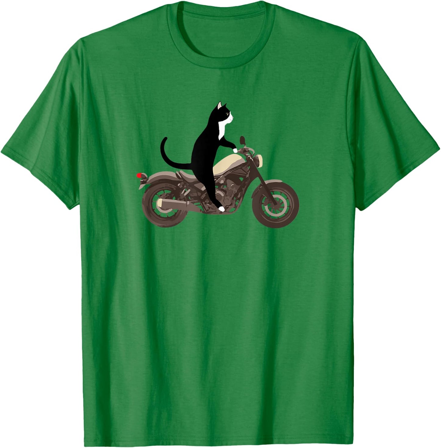 Cat on a Motorcycle Funny T-Shirt - T-Shirt | Irish Green