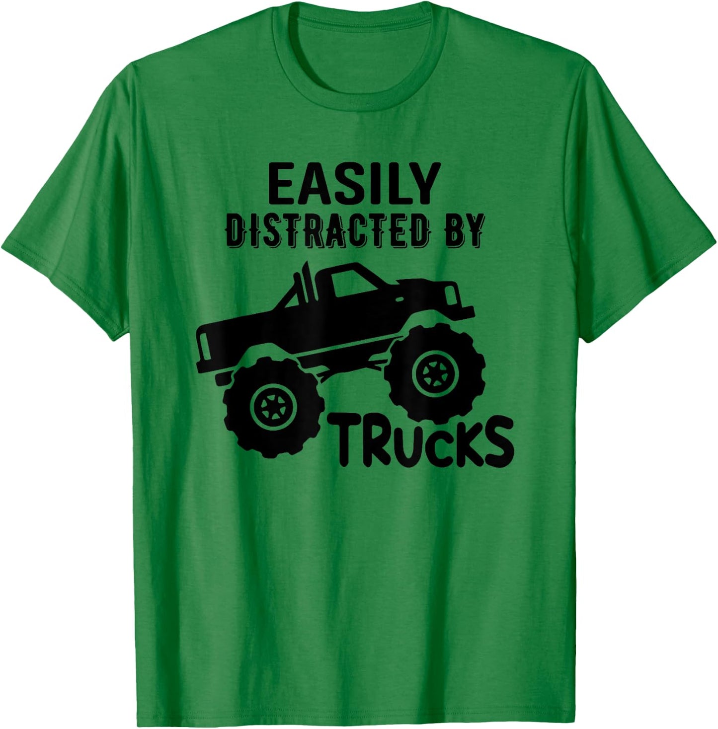Easily Distracted By Trucks Truck Lover Boy Vintage T-Shirt - T-Shirt | Irish Green