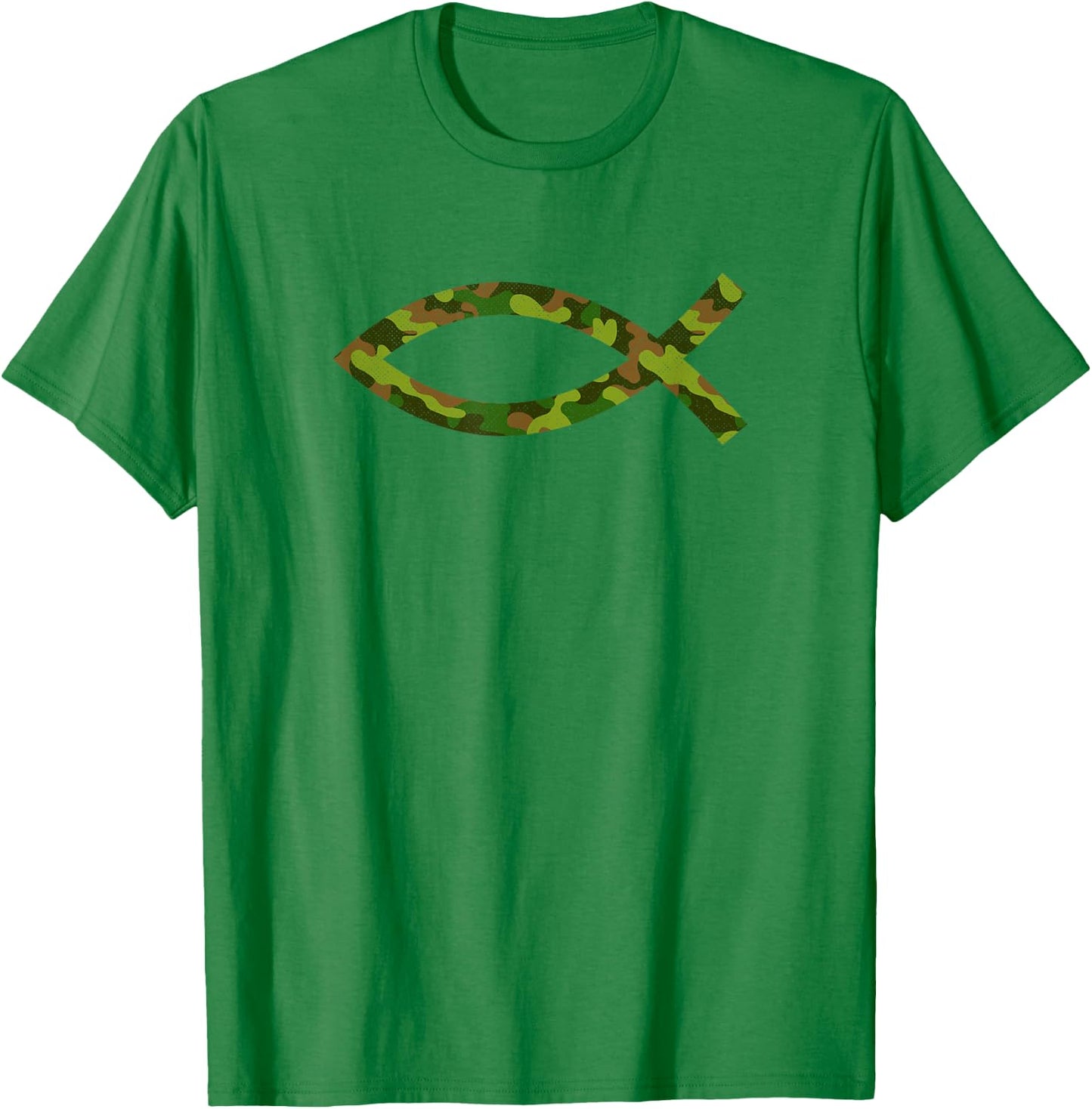 Jesus Christ Fish Camouflage Religious Christian T-Shirt - T-Shirt | Irish Green