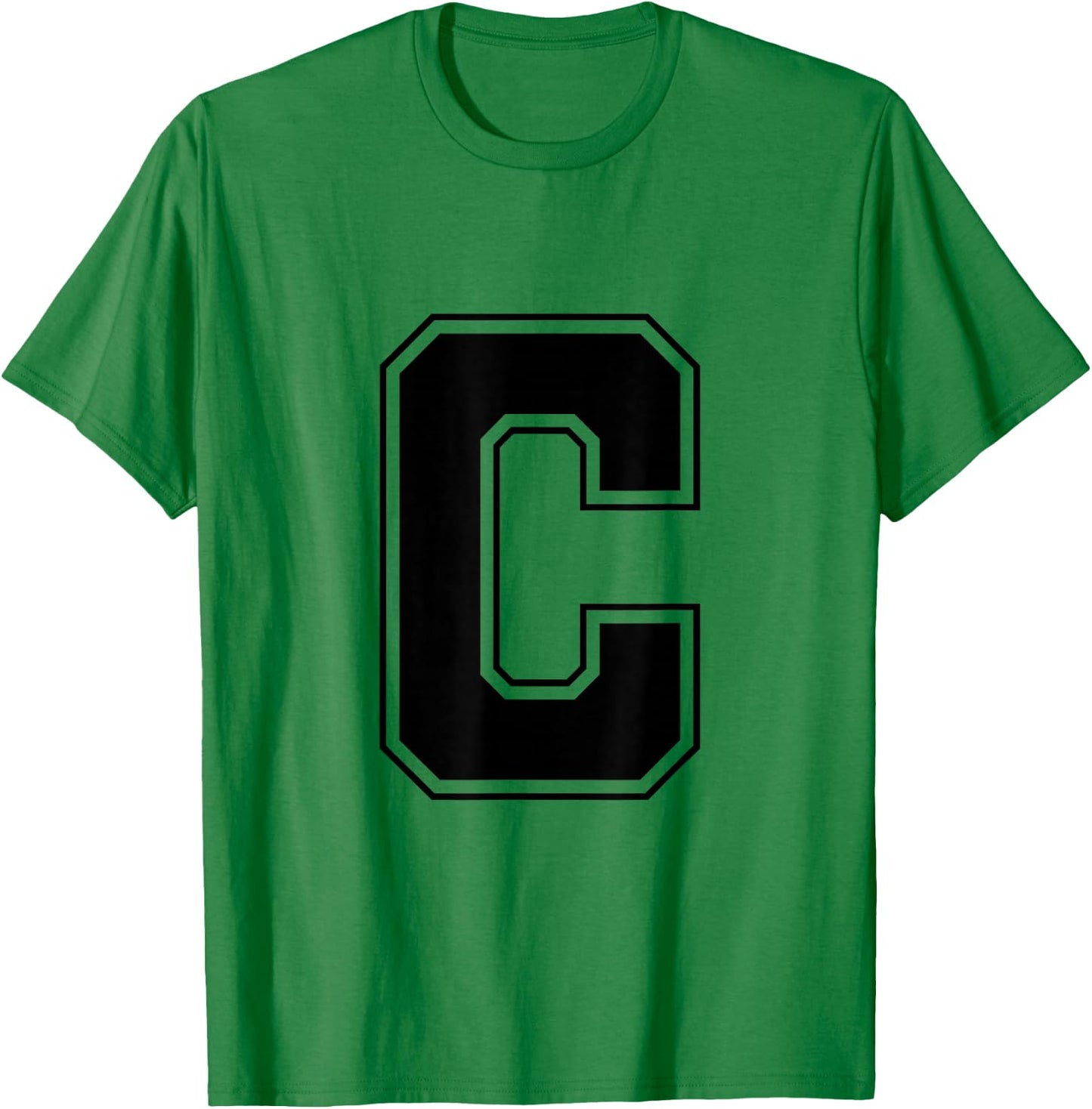 Letter C Big Bold Capital Varsity Alphabet Monogram T-Shirt - T-Shirt | Irish Green