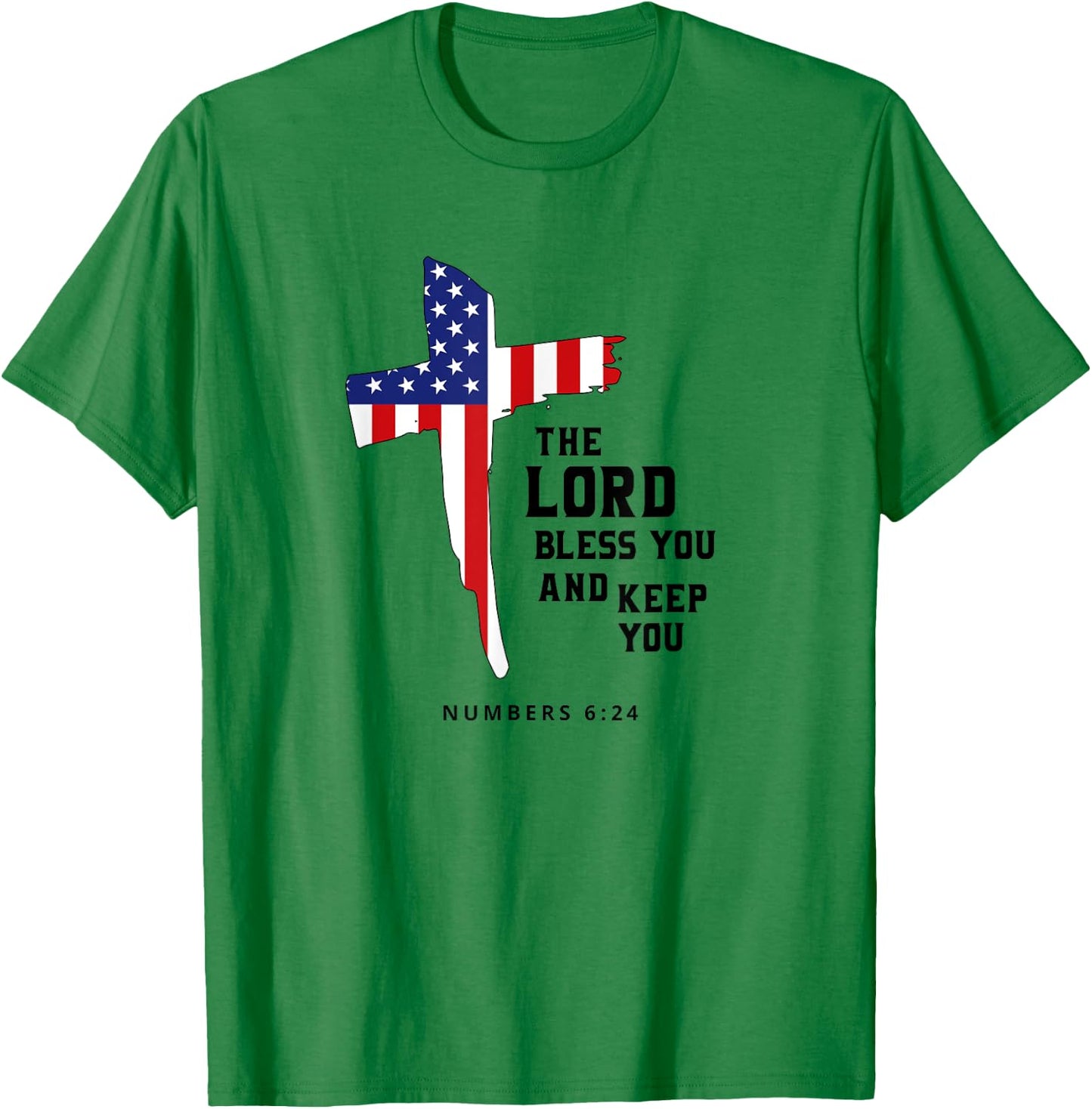 American Flag, The Lord Bless You and Keep You Christian Kids Men T-Shirt - T-Shirt | Irish Green