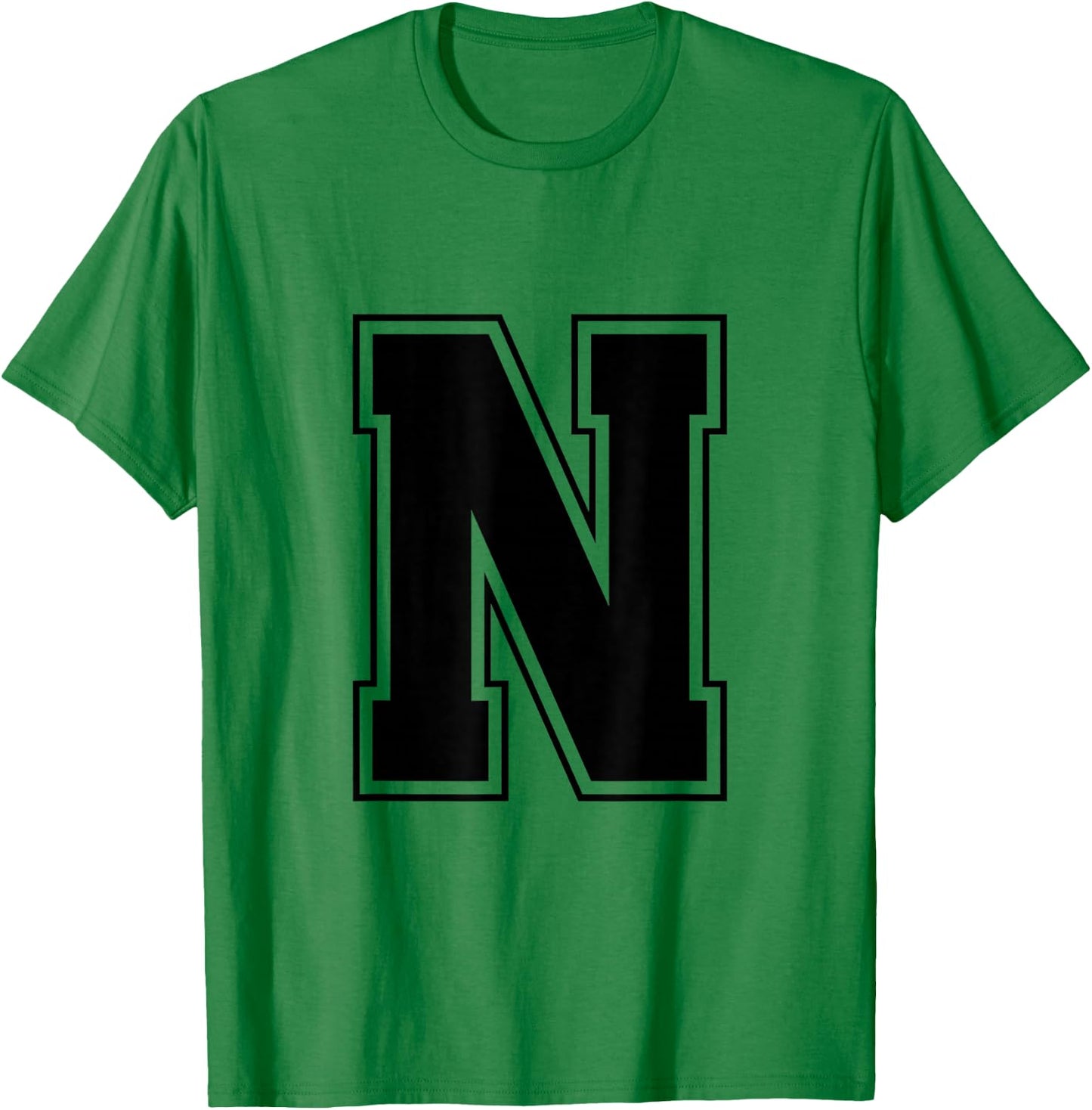 Letter N Big Bold Capital Varsity Alphabet Monogram T-Shirt - T-Shirt | Irish Green
