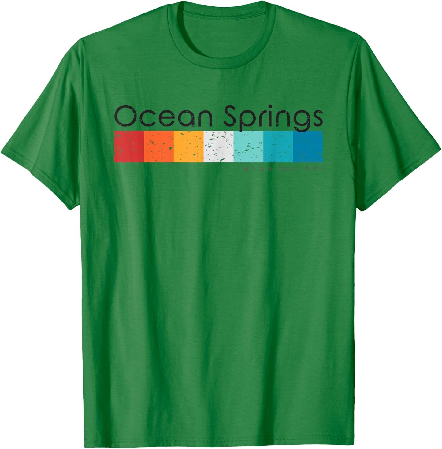 Vintage Ocean Springs Mississippi MS Retro Design T-Shirt - T-Shirt | Irish Green