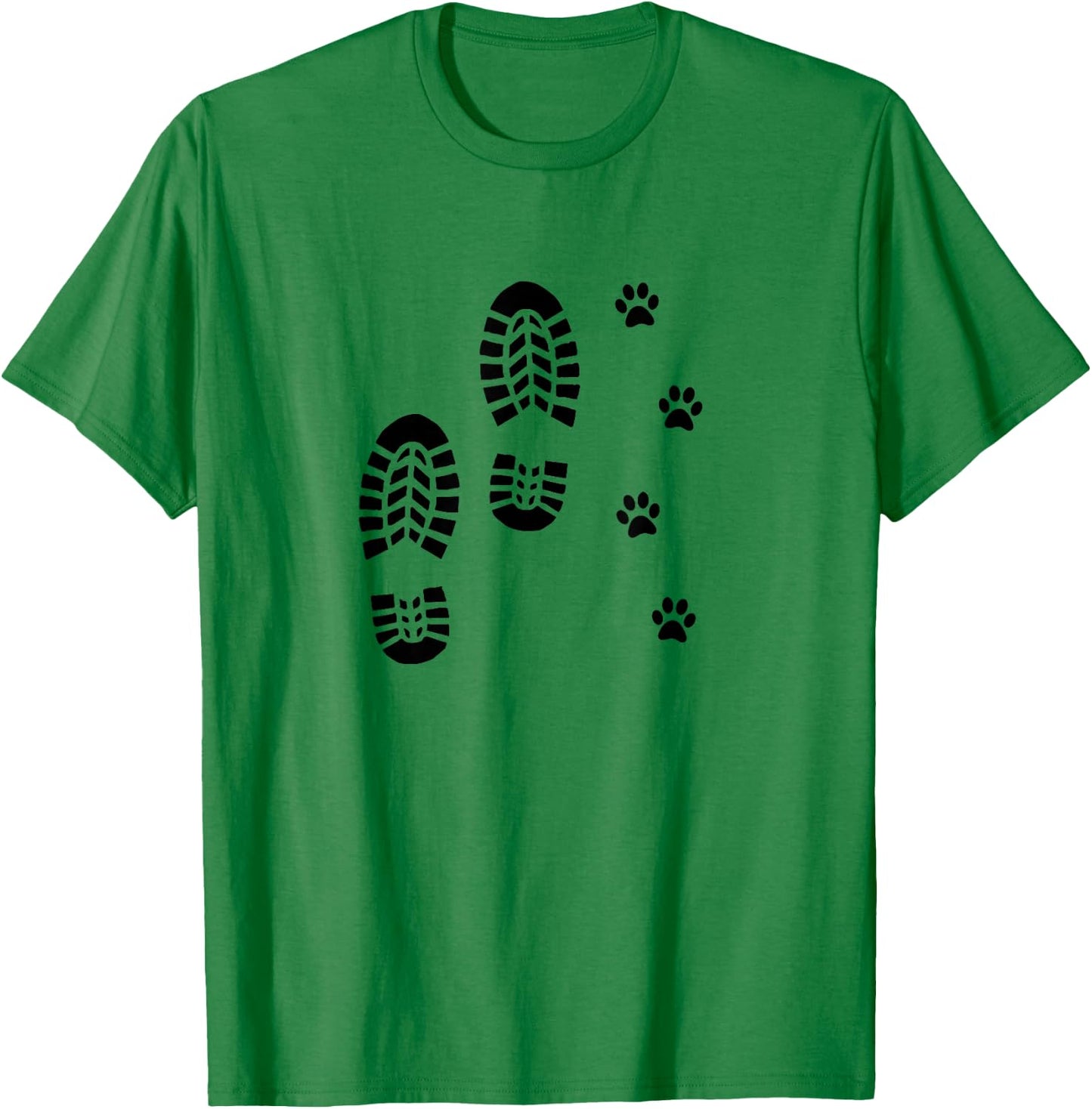 Dog and Man Hiking Dog Hiker People That Hike with Dogs Paw T-Shirt - T-Shirt | Irish Green