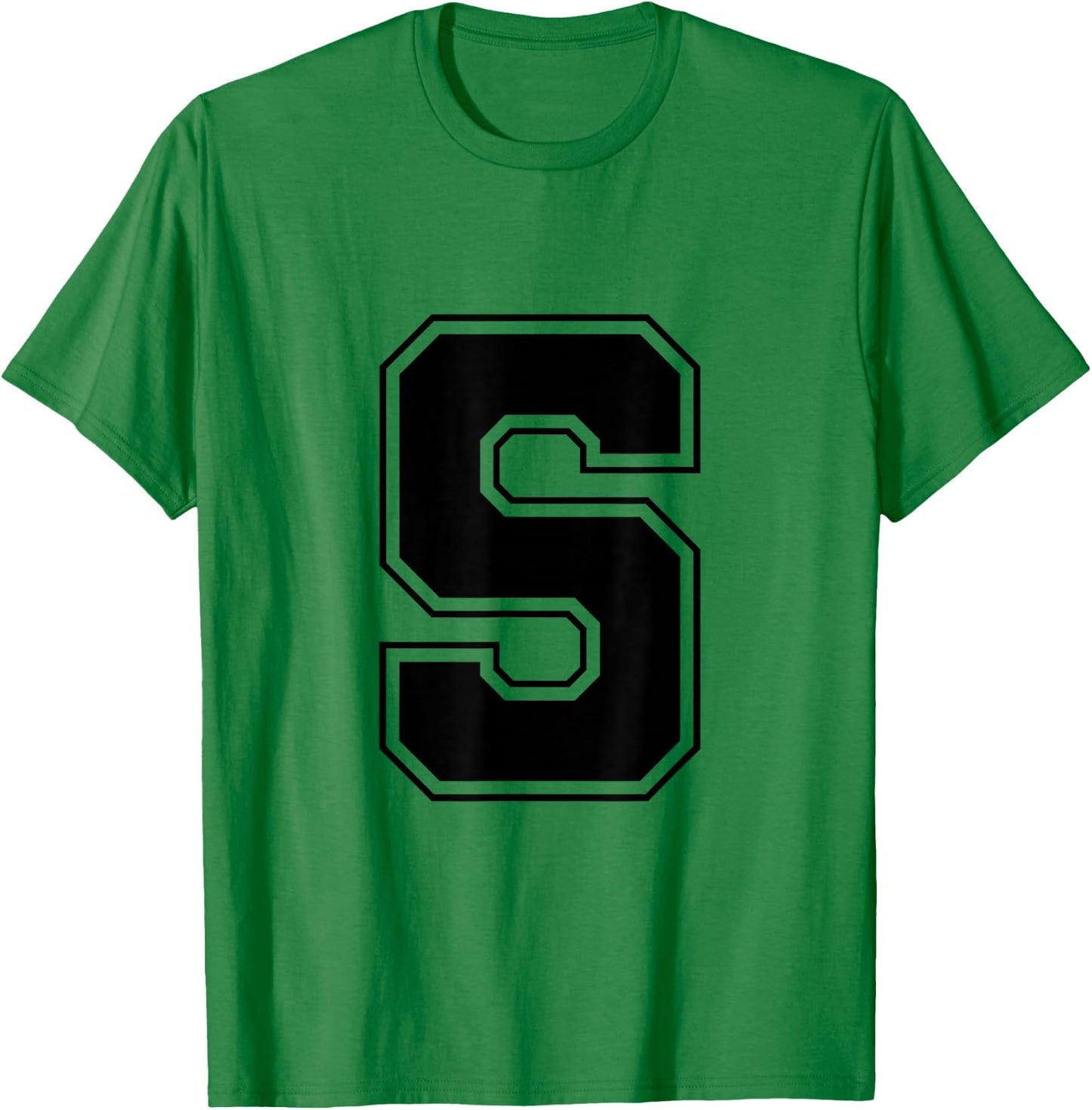 Letter S Big Bold Capital Varsity Alphabet Monogram T-Shirt - T-Shirt | Irish Green