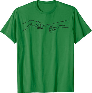 Michelangelo Creation Hands for Art Lover T-Shirt - T-Shirt | Irish Green