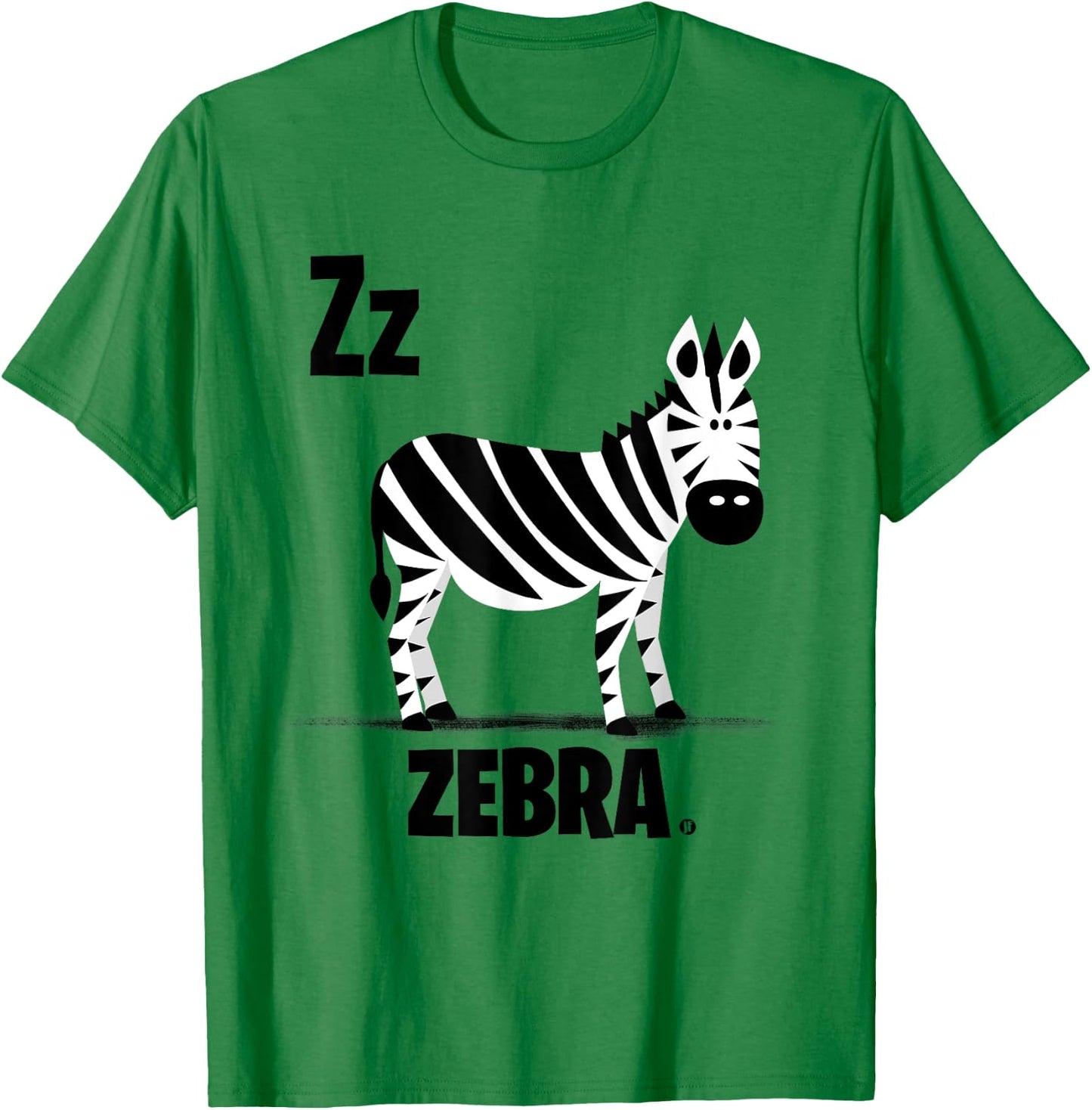 Z is for Zebra - Fun Stylized Zebra Wildlife Design T-Shirt - T-Shirt | Irish Green