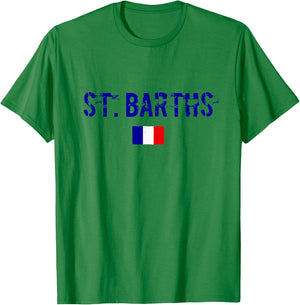 Saint-Barthelemy Blue Women's Men's Holiday Flag St. Barths T-Shirt - T-Shirt | Irish Green