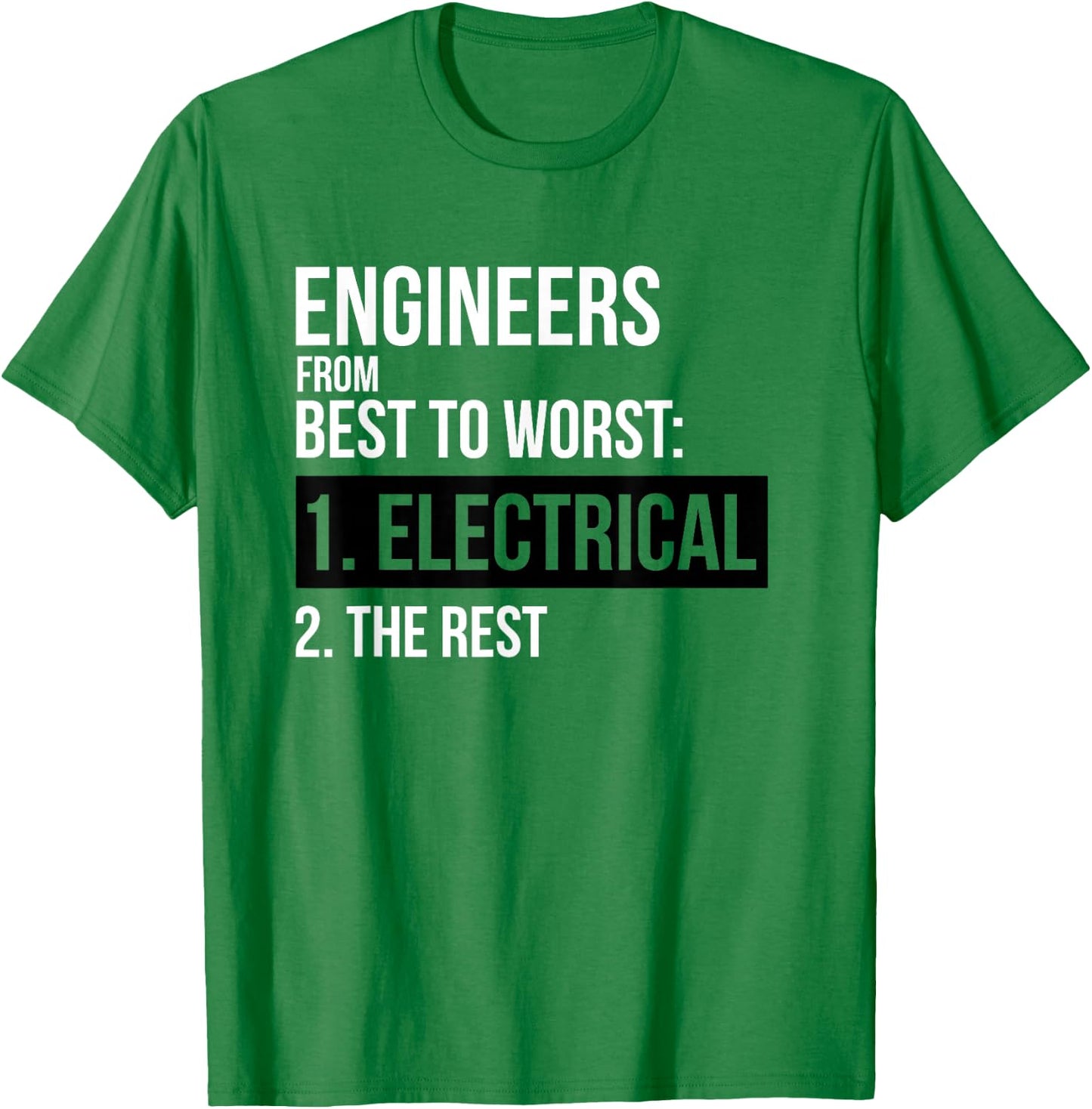 Engineers From Best To Worst Electrical Engineering T-Shirt - T-Shirt | Irish Green