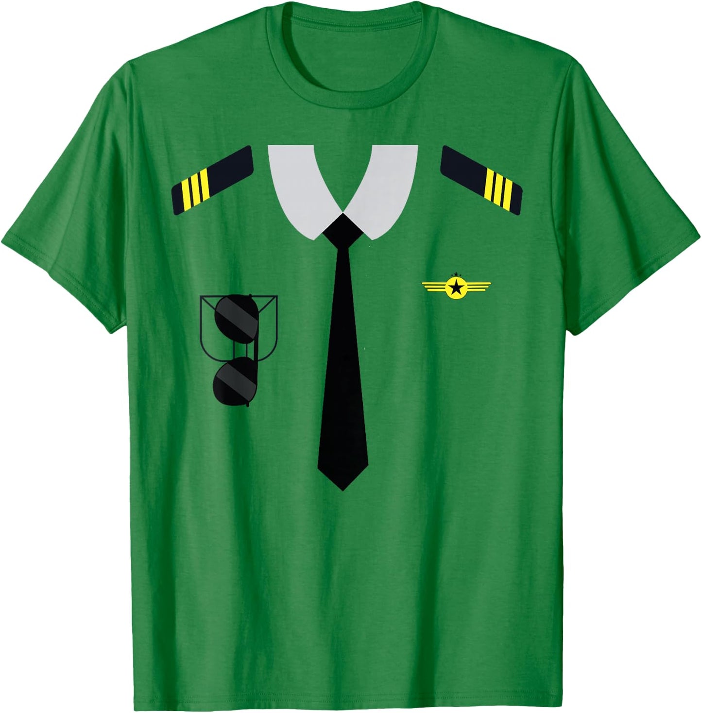 Airplane Pilot Costume Funny Aviation Uniform Men Boy Girl T-Shirt - T-Shirt | Irish Green