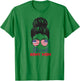 Proud Army Mom Messy Bun Soldier veterans day T-Shirt - T-Shirt | Irish Green