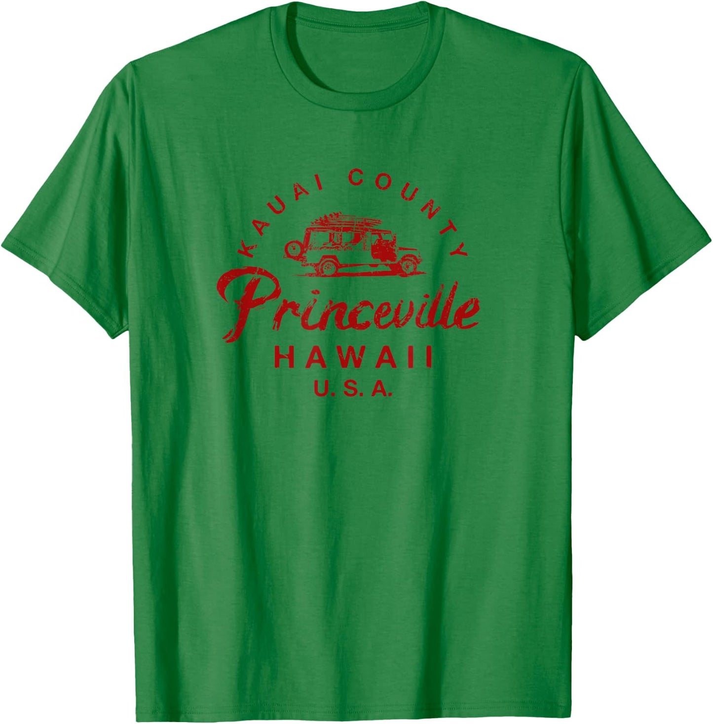 Hawaii Princeville Kauai Vintage Hawaiian Surfing T-Shirt - T-Shirt | Irish Green