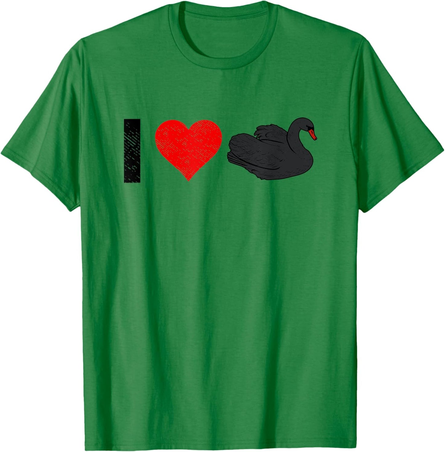 I Love Swans Swan Bird Lover Black Feathers T-Shirt - T-Shirt | Irish Green
