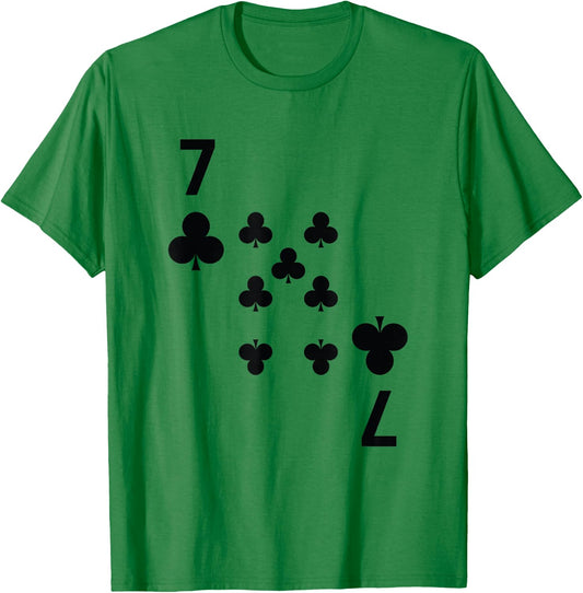 Seven of Clubs poker playing card costume shirt T-Shirt - T-Shirt | Irish Green