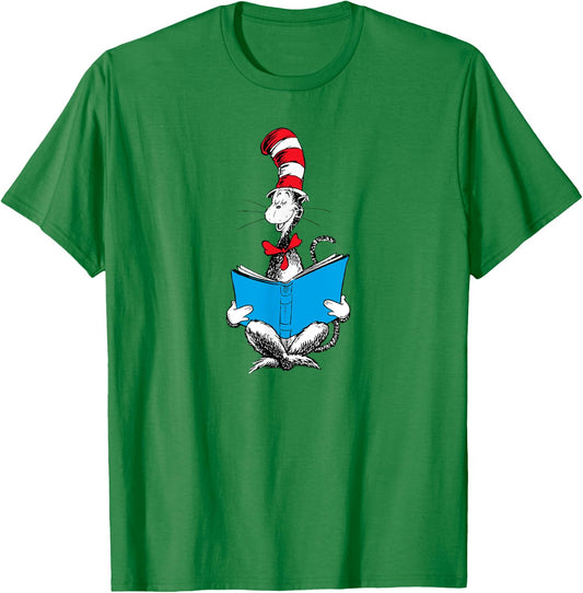 Dr. Seuss Reading Cat T-Shirt - T-Shirt | Irish Green