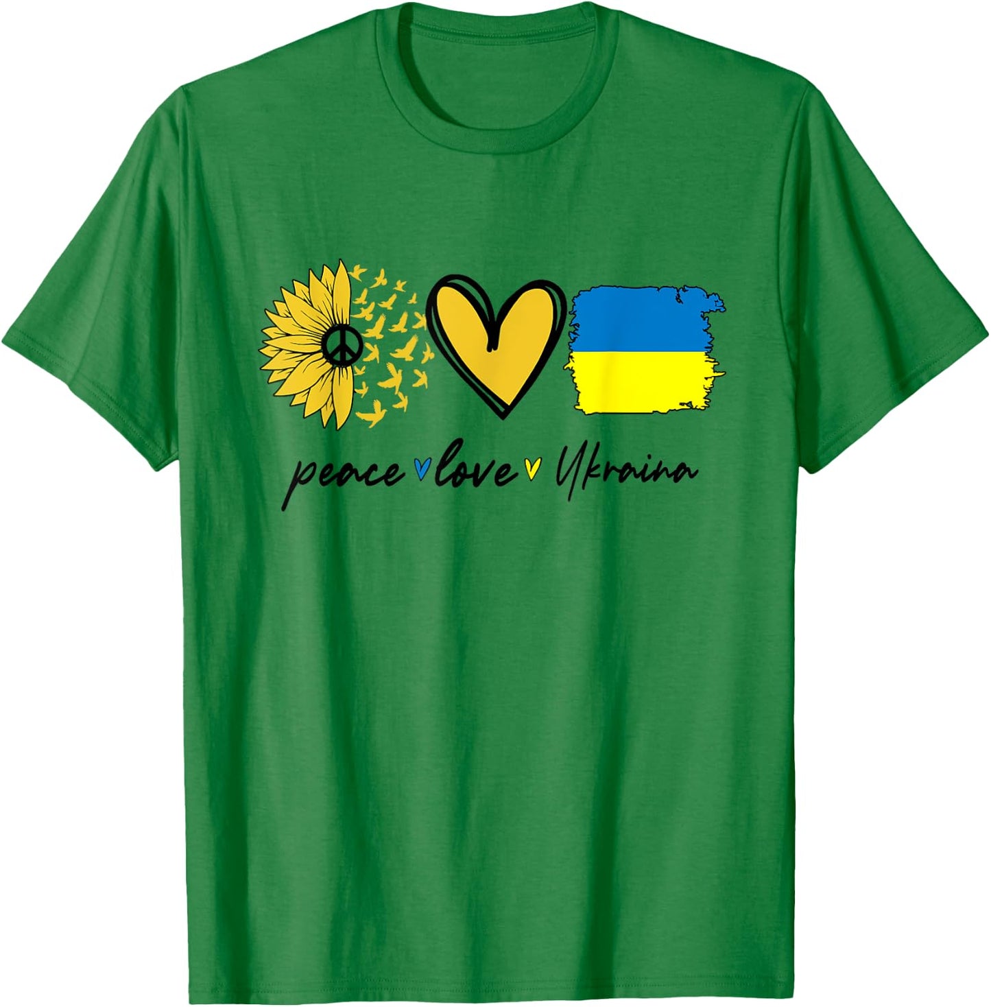 Peace Love Ukraine Sunflower Flag Stand With Ukrainian T-Shirt - T-Shirt | Irish Green