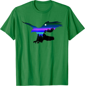 Beautiful Flying Eagle Aurora Sky Silhouette T-Shirt - T-Shirt | Irish Green