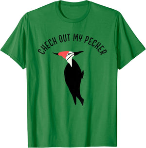 Check Out My Pecker Funny Woodpecker Bird T-Shirt - T-Shirt | Irish Green