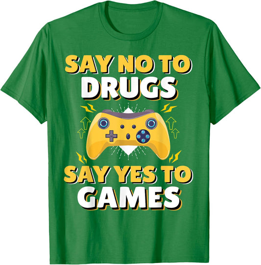 Say No To Say Yes To Video Games Red Ribbon Week Gaming T-Shirt - T-Shirt | Irish Green