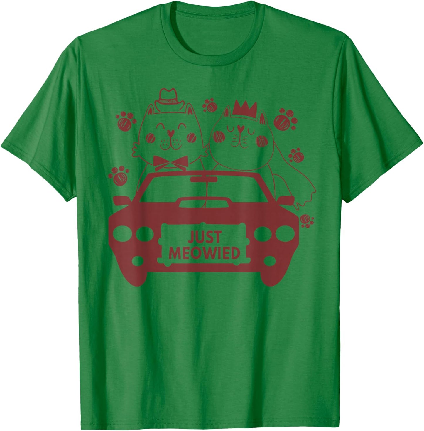 Just Meowied Pun for Just Married Couples Newlywed Cat Lover T-Shirt - T-Shirt | Irish Green