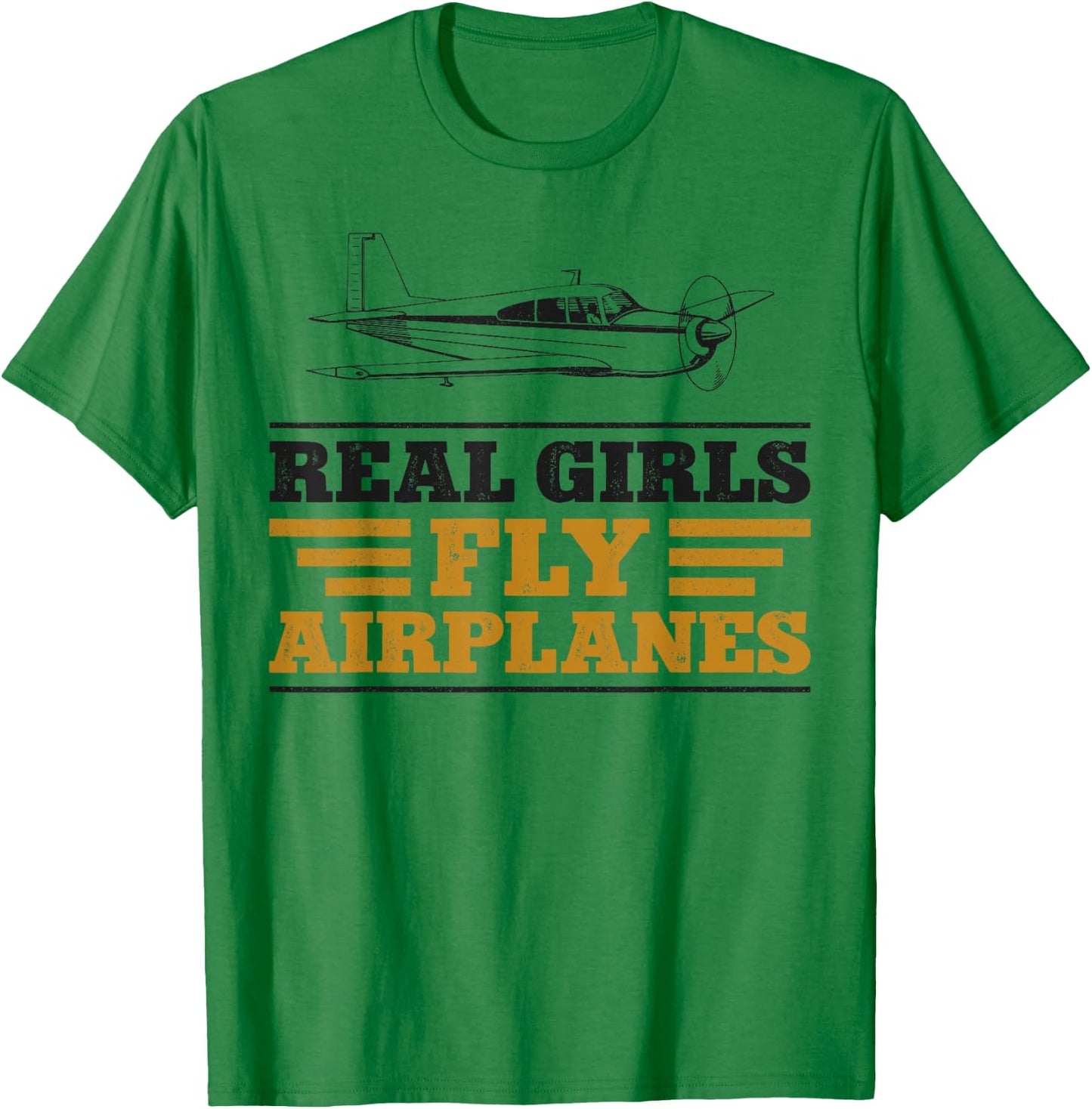 Airplane Pilot Girl Vintage Real Girls Fly Airplanes T-Shirt - T-Shirt | Irish Green