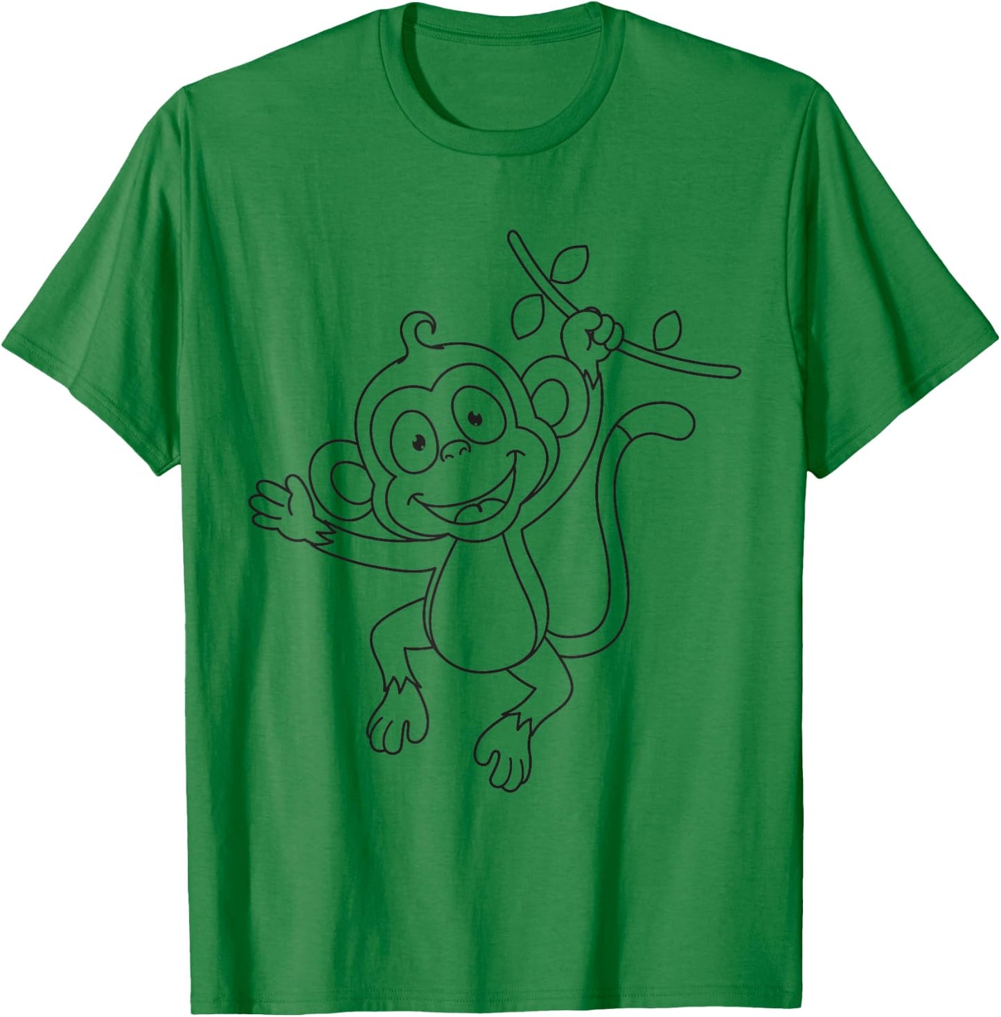 Cute monkey to paint and color in for children T-Shirt - T-Shirt | Irish Green